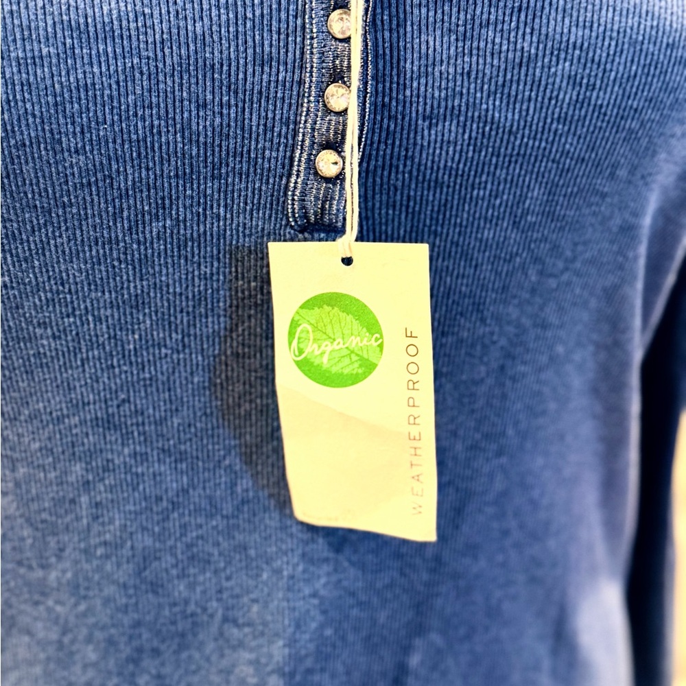 NWT Weatherproof Brand Organic Cotton Henley V-neck Rhinestone Button LS Top - Picture 6 of 6